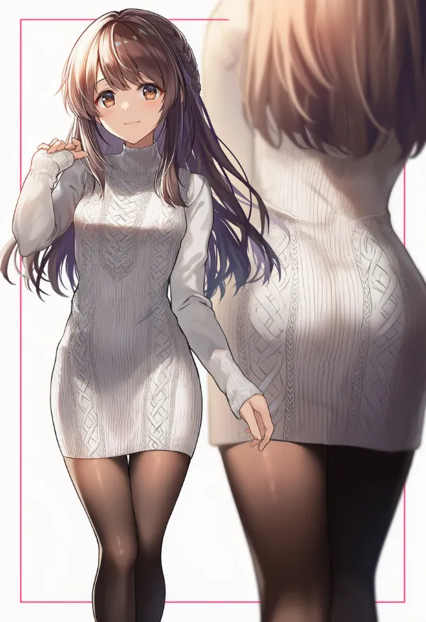 タートルネックドレスの服装プロンプト|AIイラスト