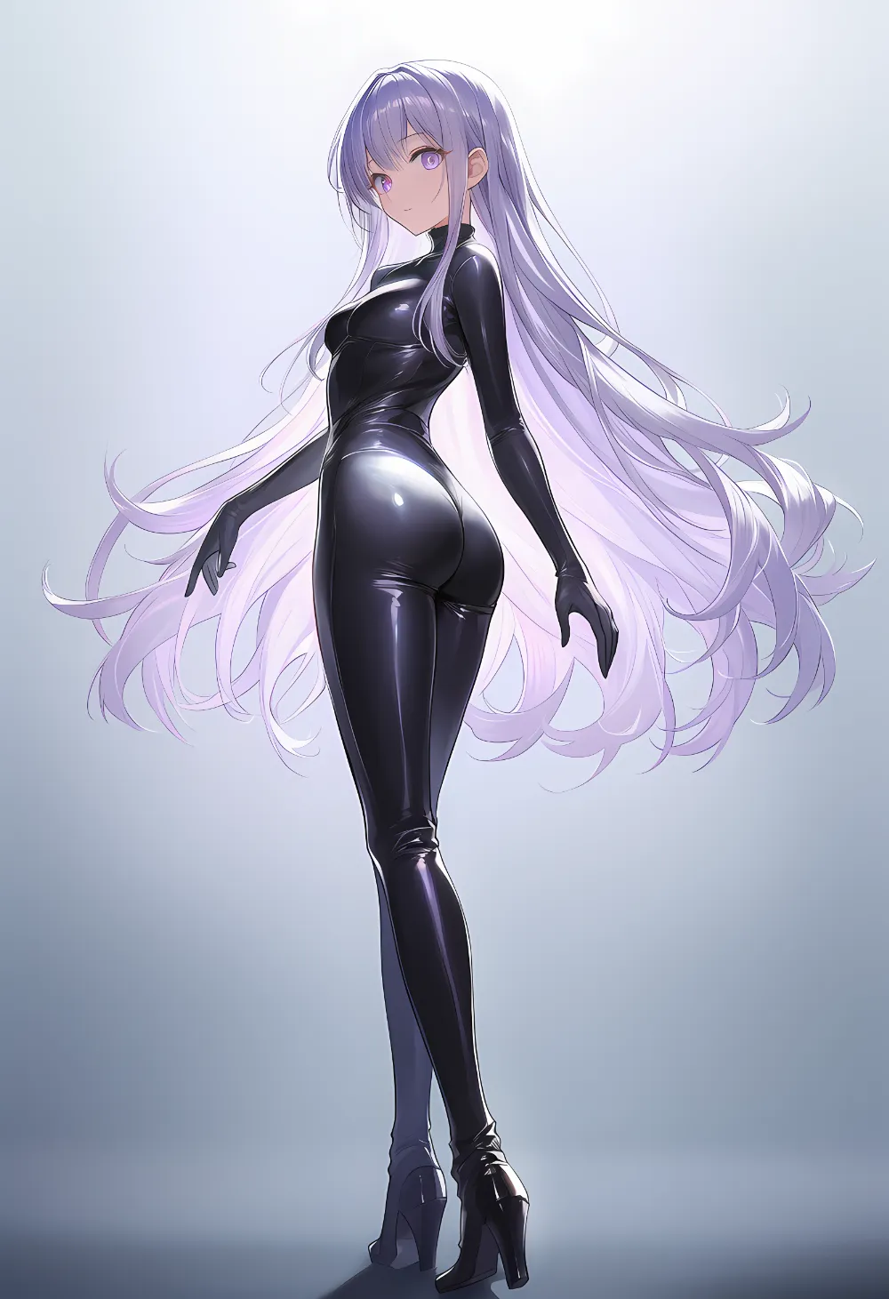 体幹をひねって立つポーズのプロンプト｜AIイラスト