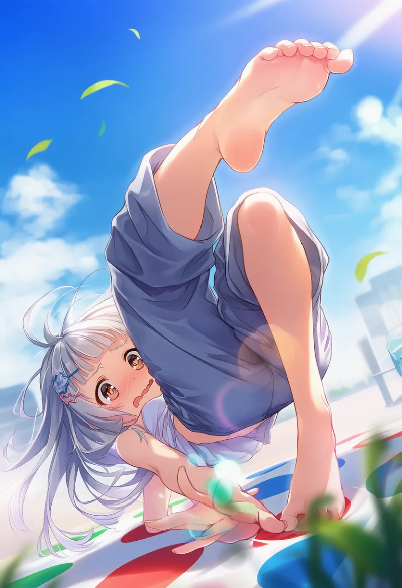 逆さまになる姿勢|ツイスター系ポーズのプロンプト