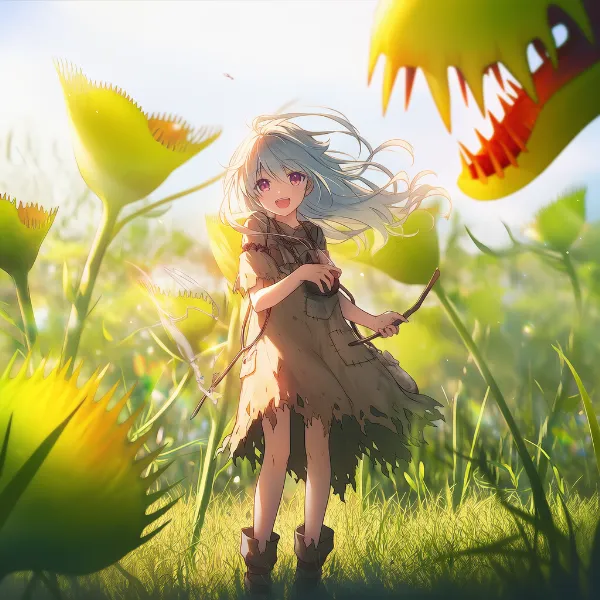 ハエトリグサのプロンプト紹介｜植物のAIイラスト