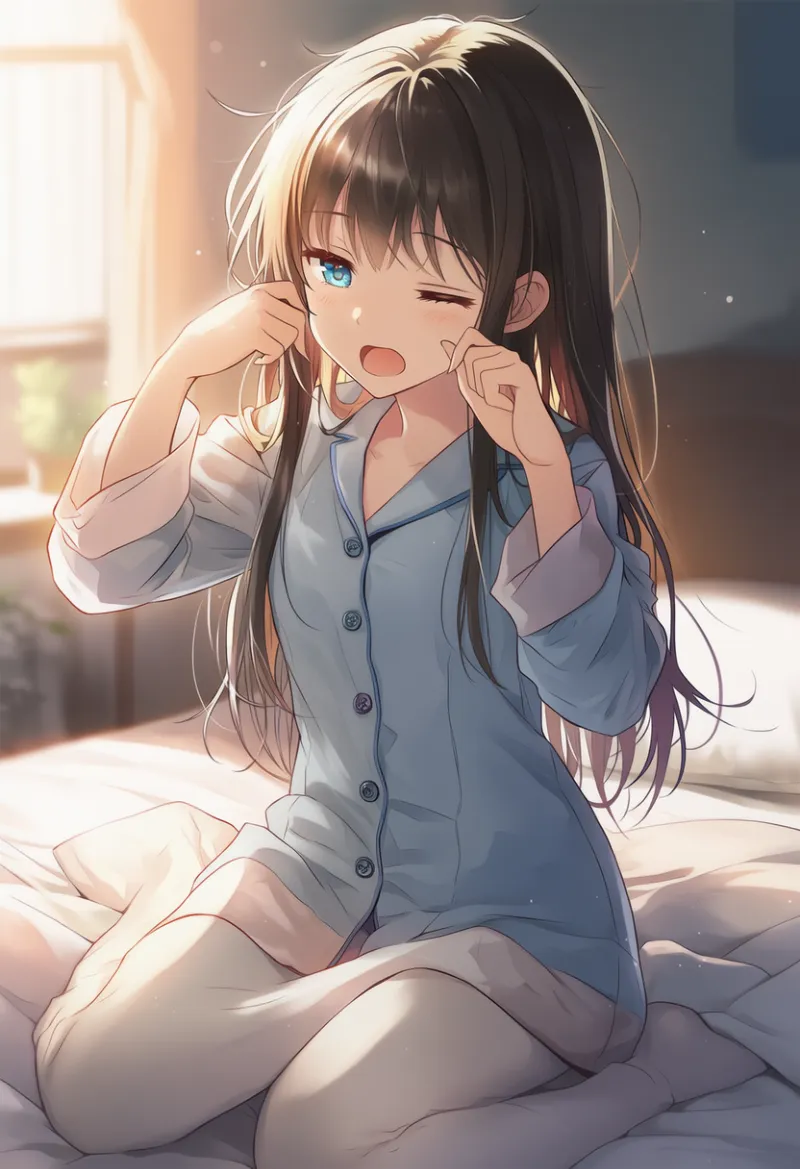 起きるポーズを再現したAIイラストとプロンプト