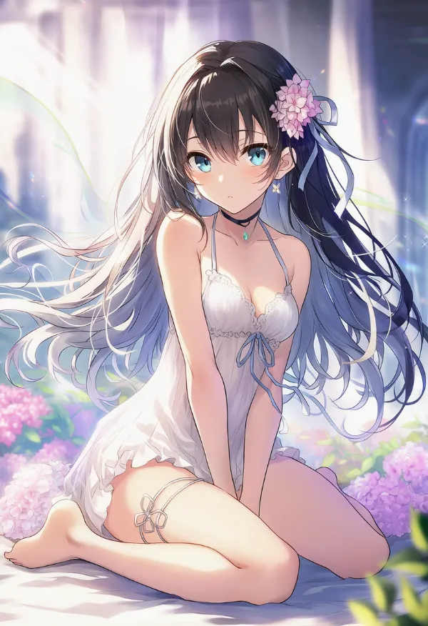 膝を曲げて座る｜プロンプト紹介