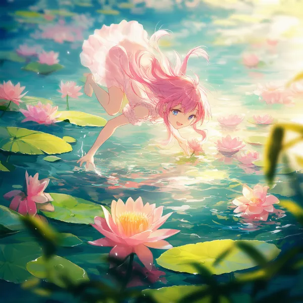 スイレンのプロンプト紹介｜花のAIイラスト