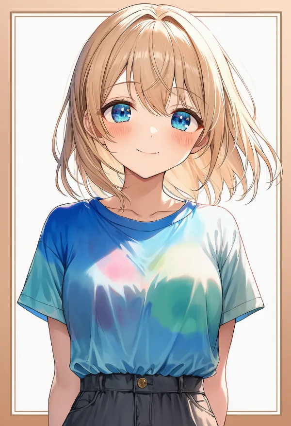 水彩模様の服プロンプト｜AIイラスト