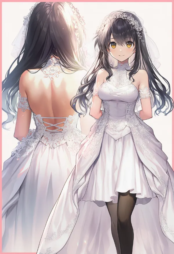 ウェディングドレスの服装プロンプト|AIイラスト