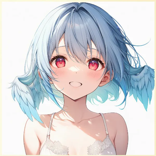 wing-shaped hair(翼状の髪)|髪型プロンプト