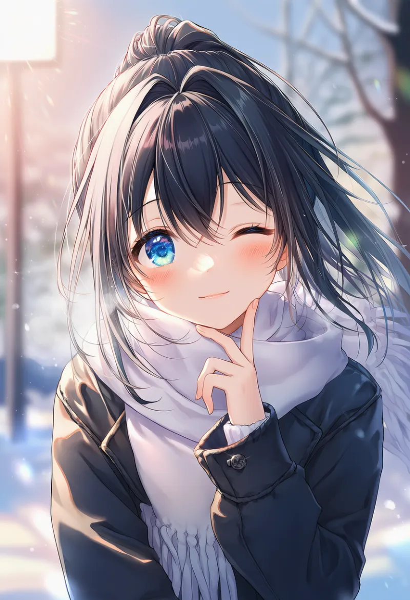 viewerにウィンク:winking at viewer|AIイラスト用プロンプト