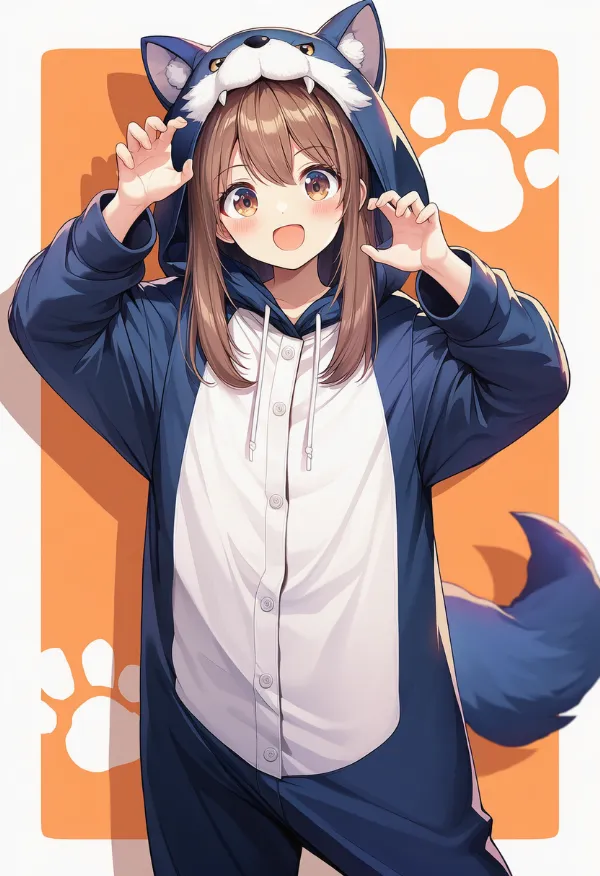 オオカミの動物コスプレのプロンプト｜AIイラスト