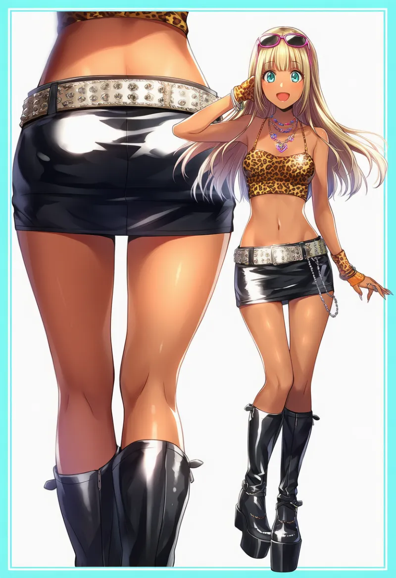 レオパードクロップトップとミニスカートのファッションコーデ｜y2kファッション