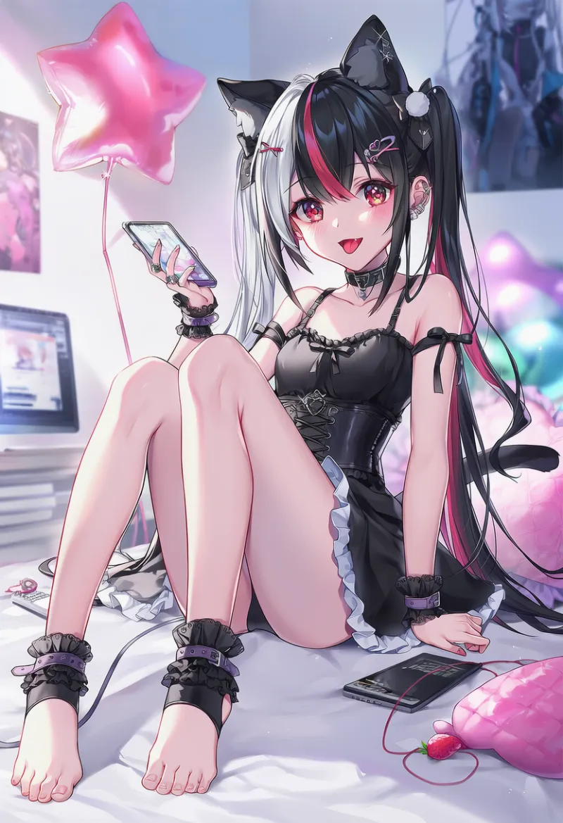 病みかわいいファッションのギャルのAIイラスト作例