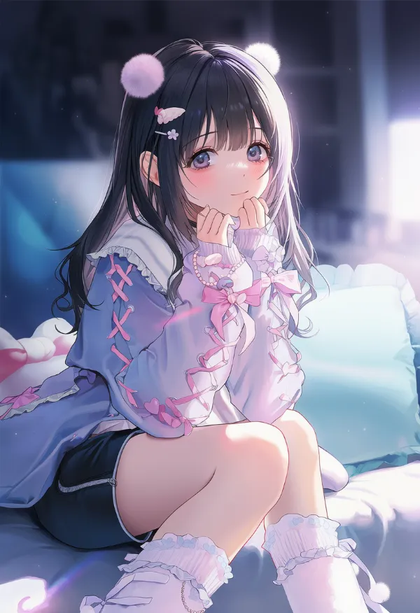 病みかわいいファッション(ショーパンタイプ)のプロンプトとAIイラスト