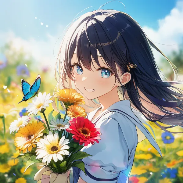 ジニアのプロンプト紹介｜一年草の花・AIイラスト