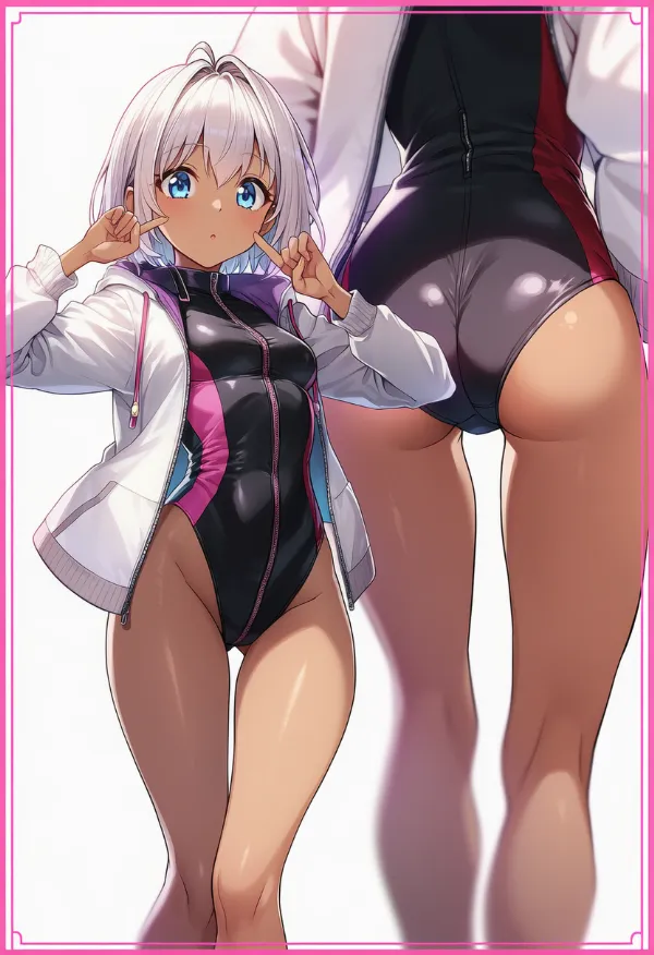 ジッパー付きレオタードの服装プロンプト|AIイラスト