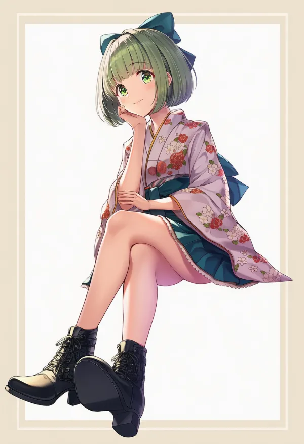 アンクルブーツのプロンプトとAIイラスト（大正ロマン）作例