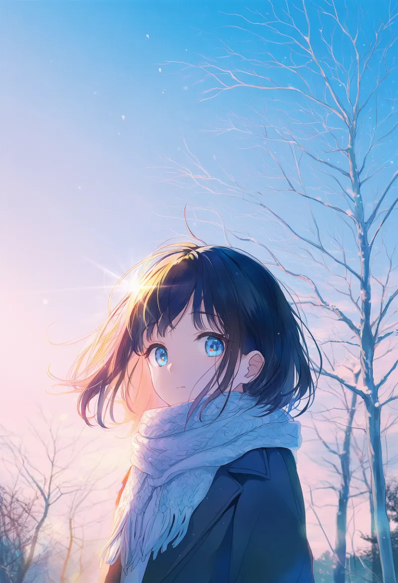 冬の枯れ木のエモいAIイラスト｜プロンプト紹介