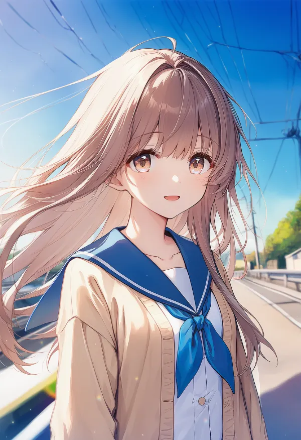 ベージュのカーディガンのAIイラスト