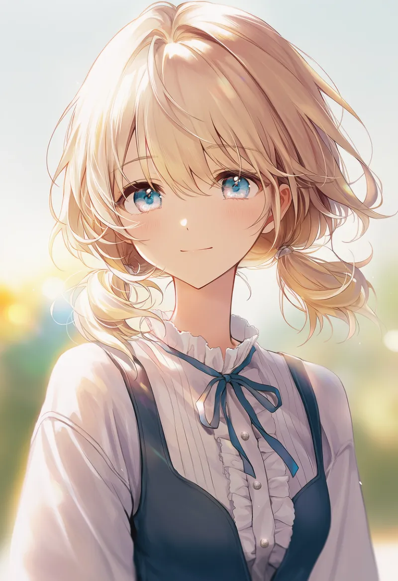 胸元中央に縦フリルのAIイラスト|プロンプト紹介