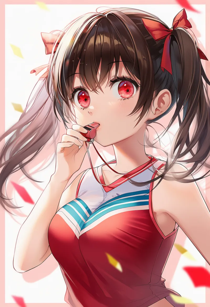 ホイッスルを吹いているプロンプト｜AIイラスト