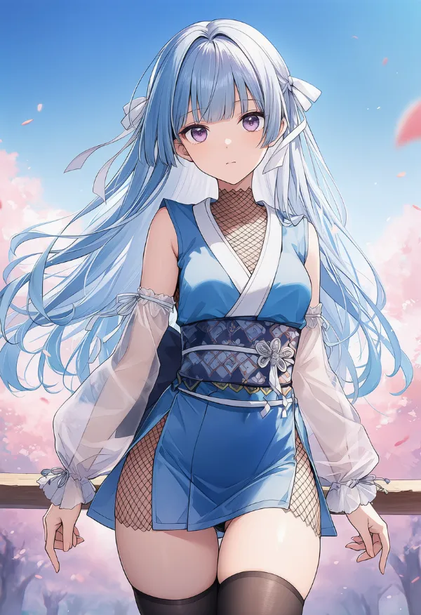 青色の忍者服のAIイラストとプロンプト紹介