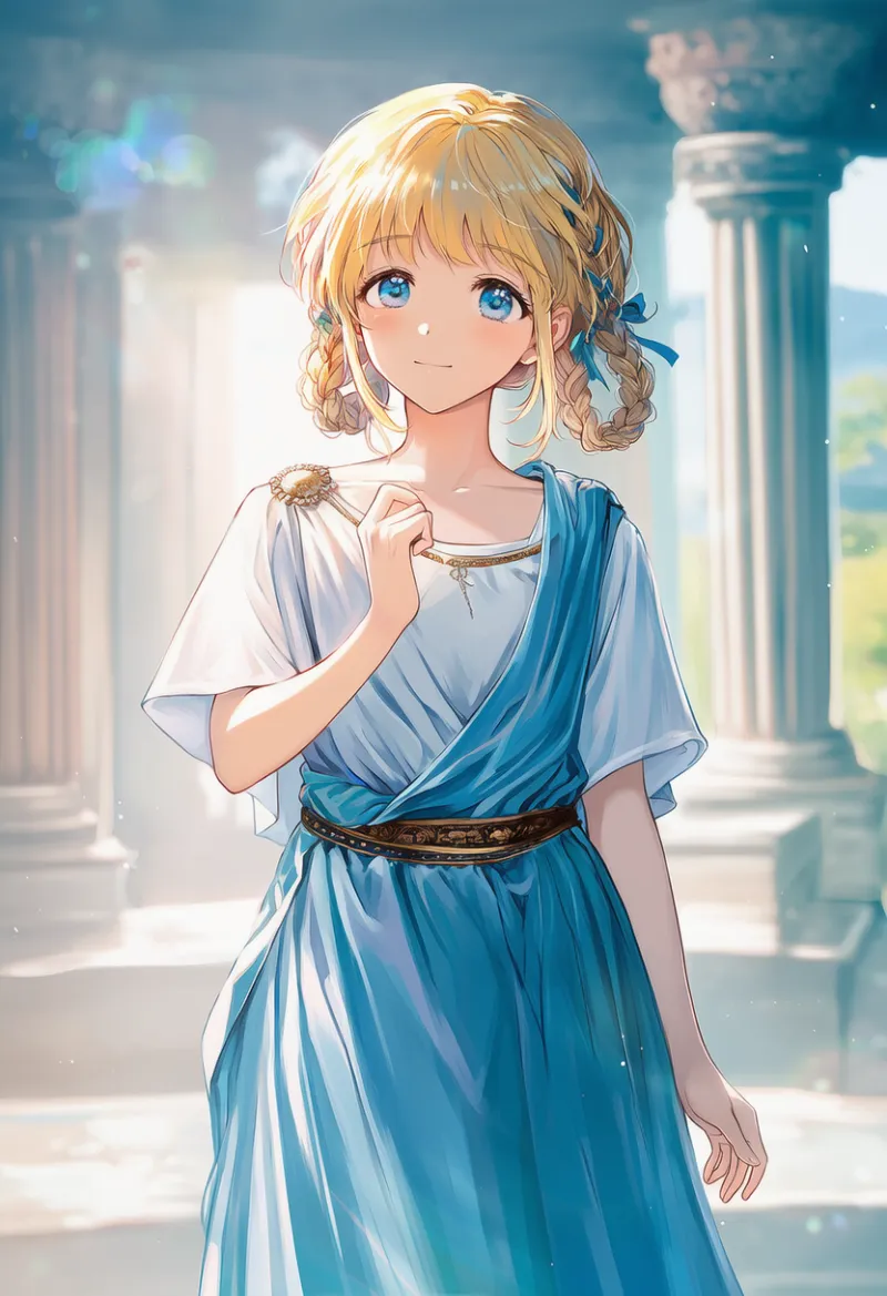 青色のトーガのAIイラスト｜プロンプト紹介