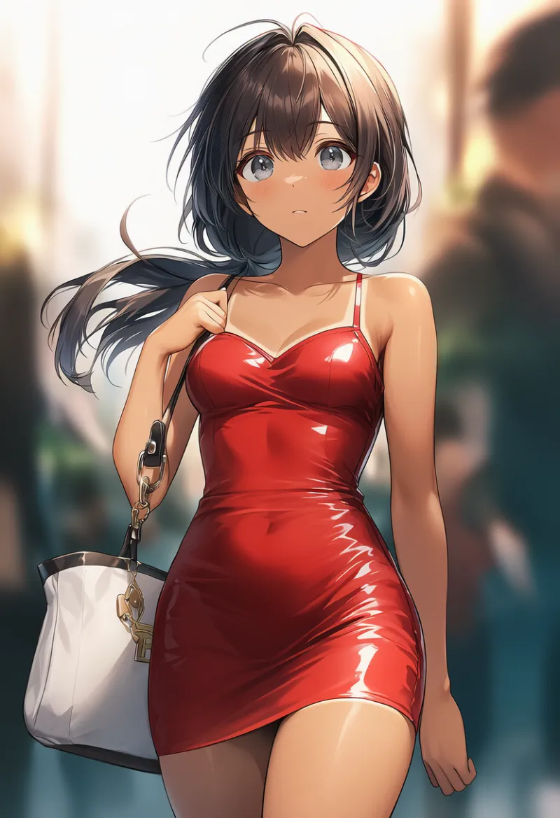 ボディコンから見える日焼けの跡のプロンプト｜AIイラスト作例