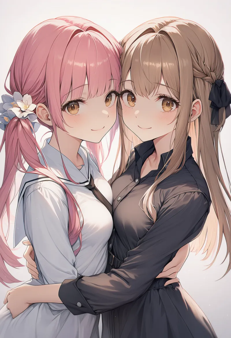 上半身をガッツリ密着させる構図のAIイラスト