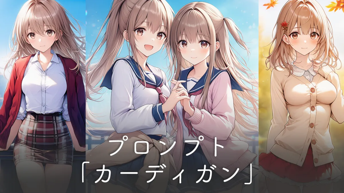 カーディガンを羽織るプロンプト集（着こなし別のまとめ）