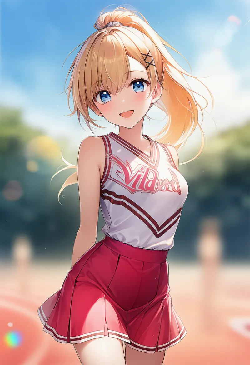 シャツインしているチアリーダーのAIイラスト｜プロンプト紹介