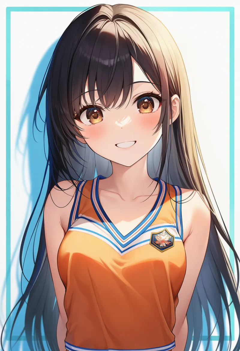 校章入りのチアリーダーのAIイラスト｜プロンプト紹介