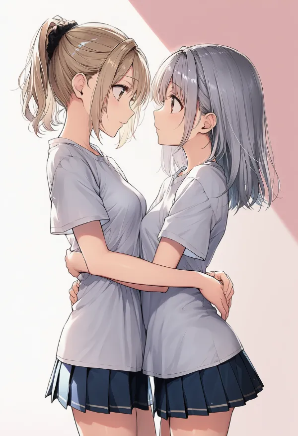 胸と胸が密着する構図｜AIイラスト