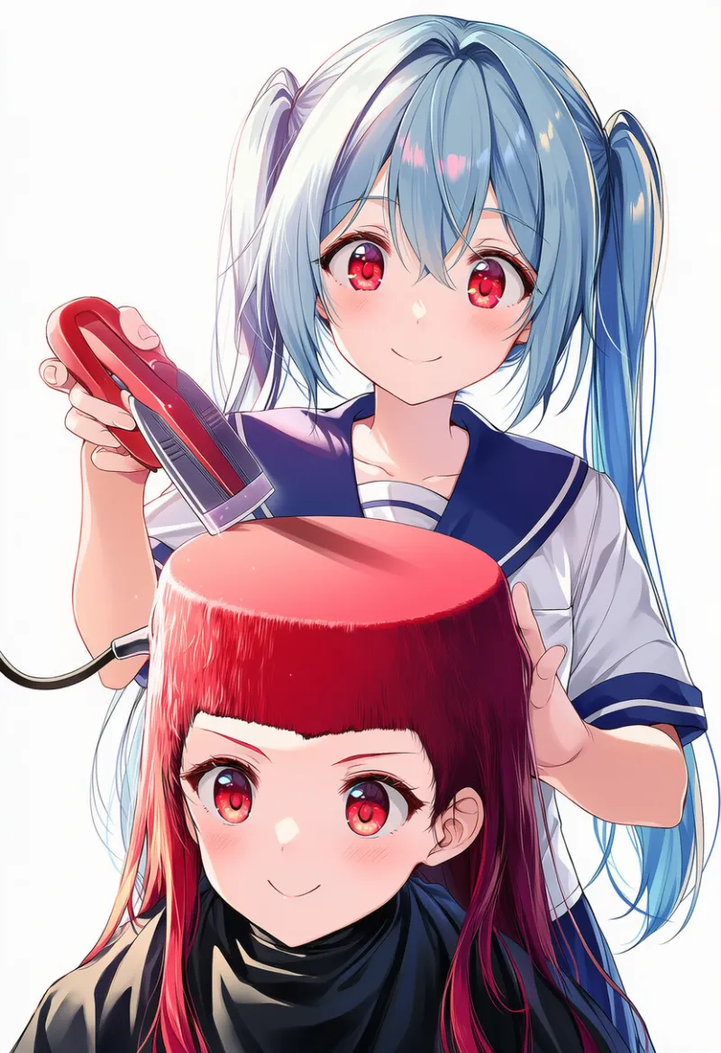 ネットミーム：choso giving toudou a haircut (meme)のAIイラスト作例-2