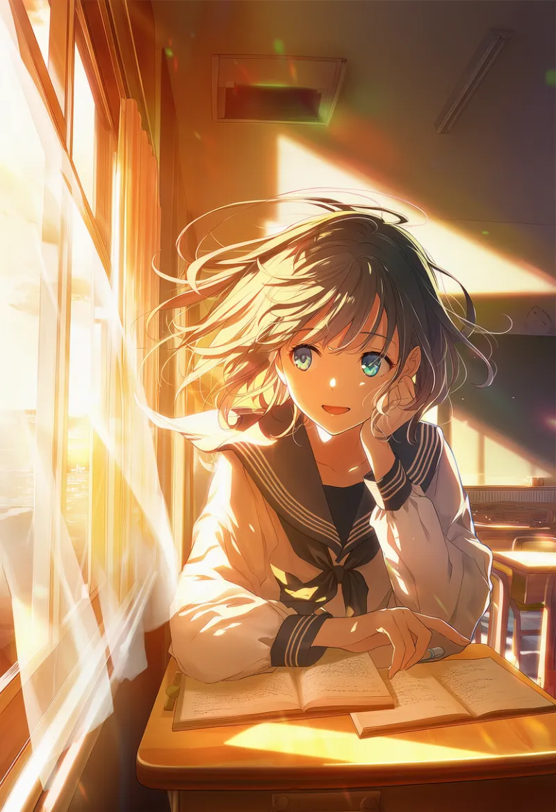 放課後の教室の青春AIイラスト｜プロンプト紹介