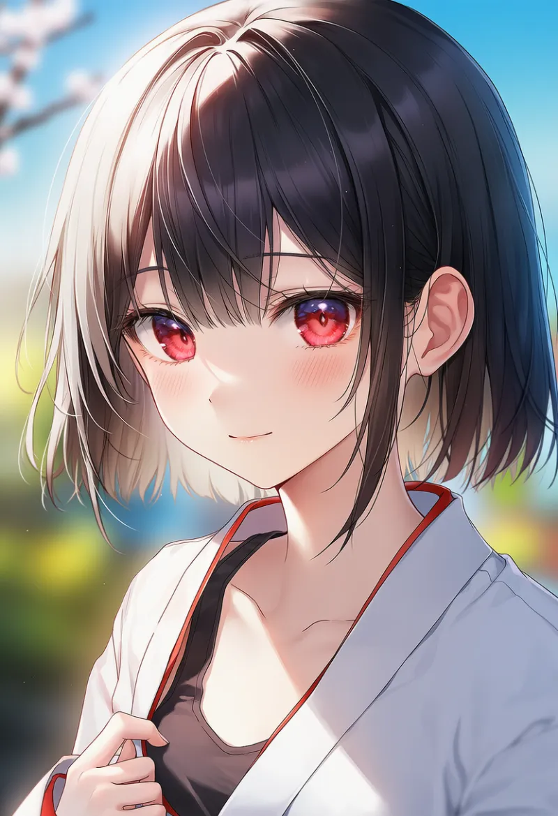 襟を引く動作のAIイラスト｜プロンプト紹介