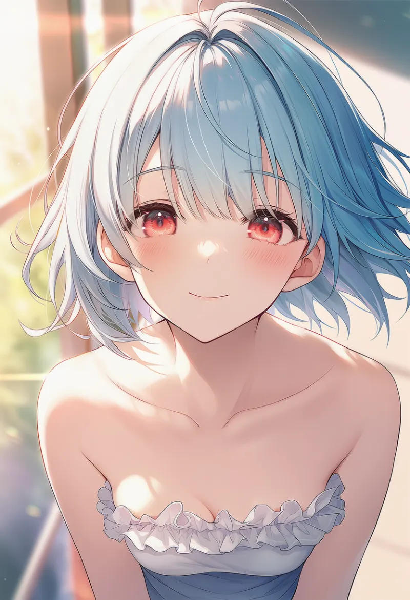 前屈みで鎖骨を強調するプロンプトとAIイラストの作例