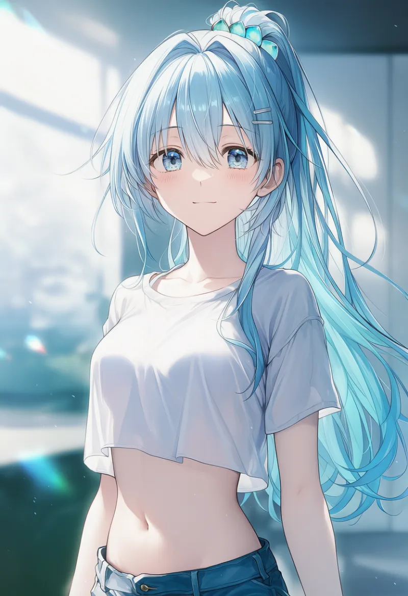 crop top overhangを再現したAIイラストの作例