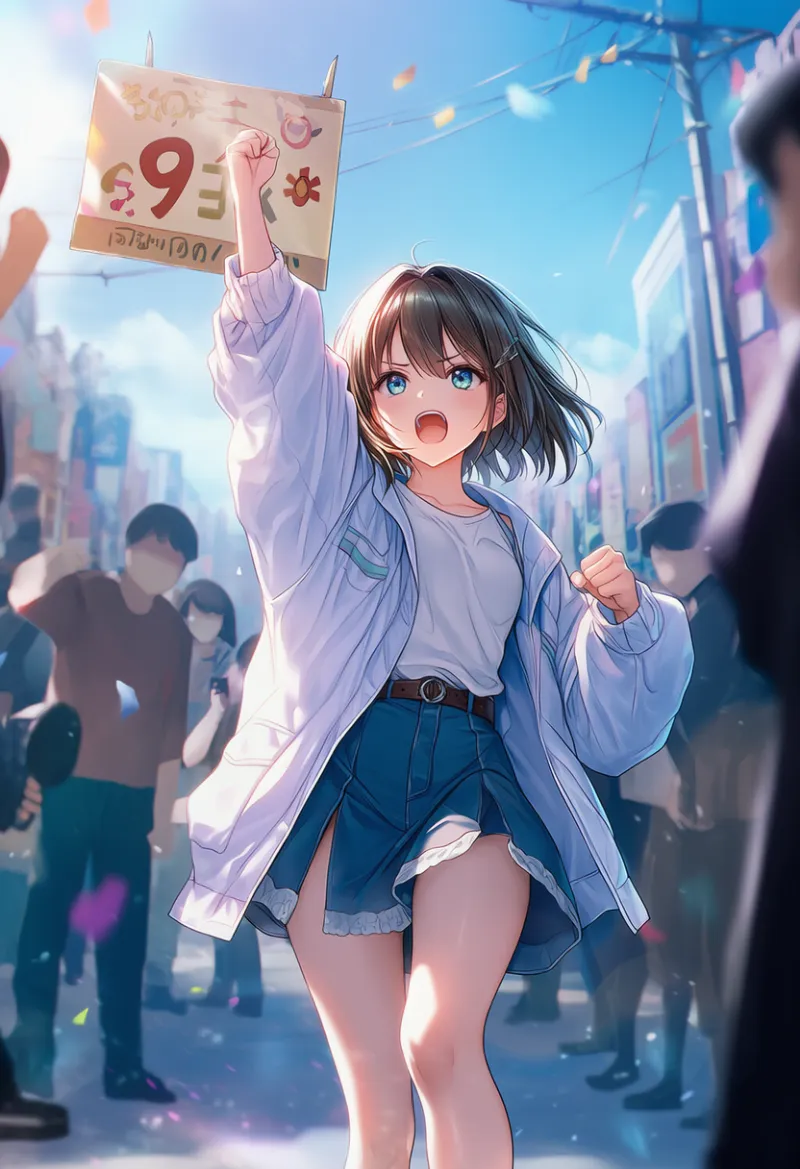 抗議・デモを行う群衆（群衆背景の組み合わせプロンプト例とAIイラスト作例）