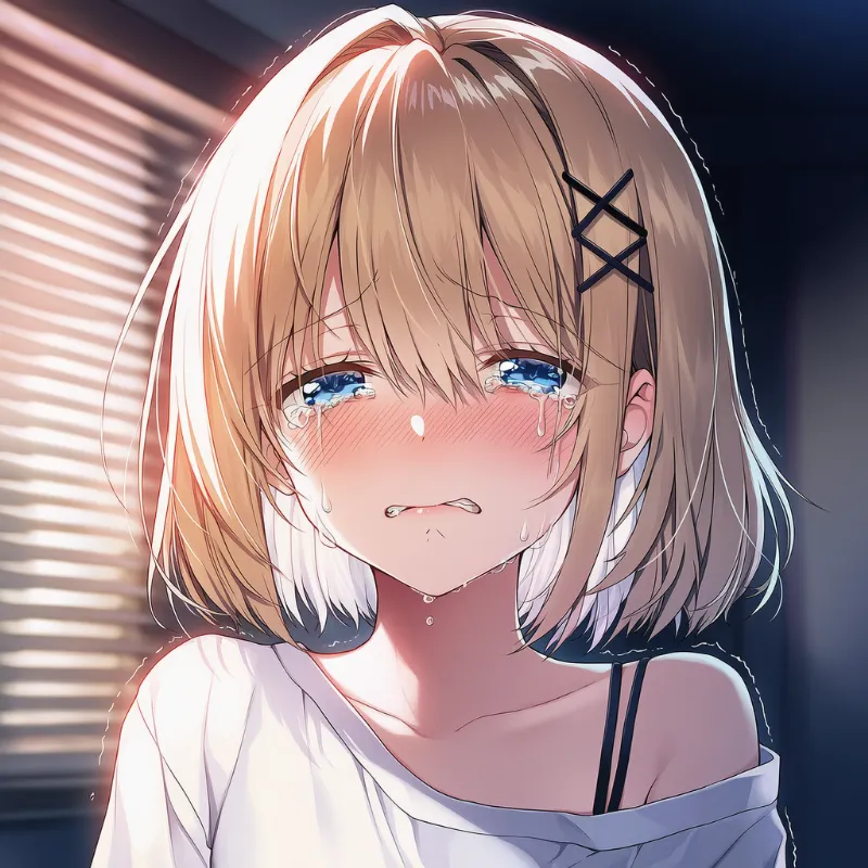 悲しみを伴う屈辱の表情プロンプトとAIイラスト作例