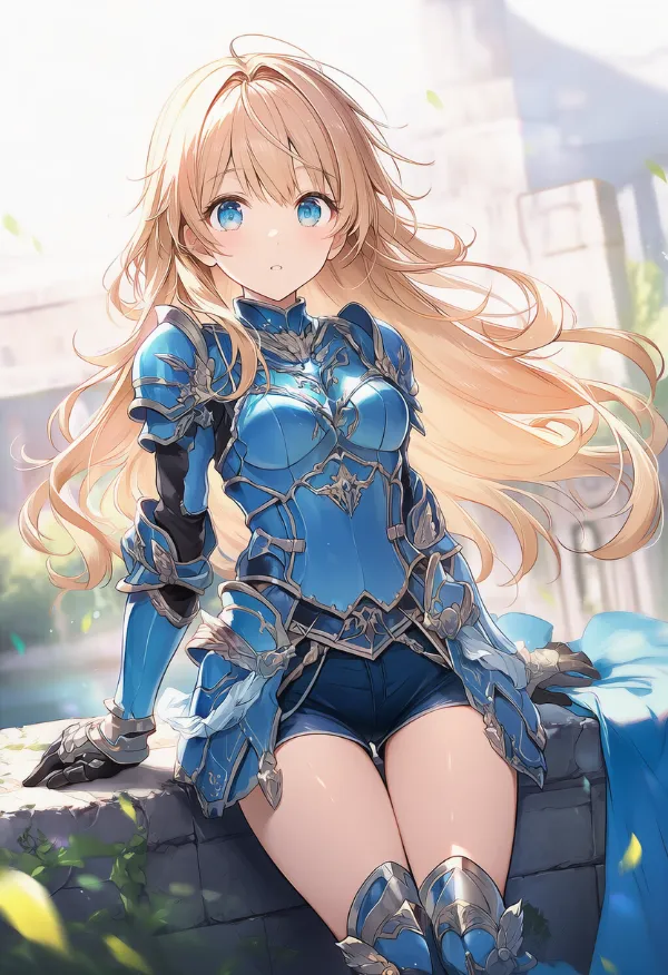 青色の鎧のAIイラスト｜プロンプト紹介