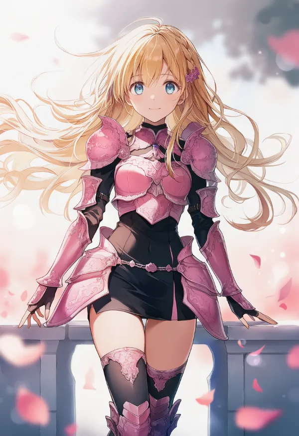 ピンク色の鎧のAIイラスト｜プロンプト紹介