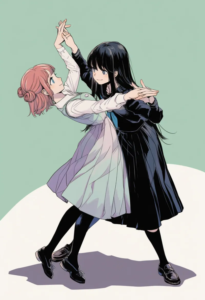 相手を反らせる動き(ダンスポーズ)のAIイラストとプロンプト紹介