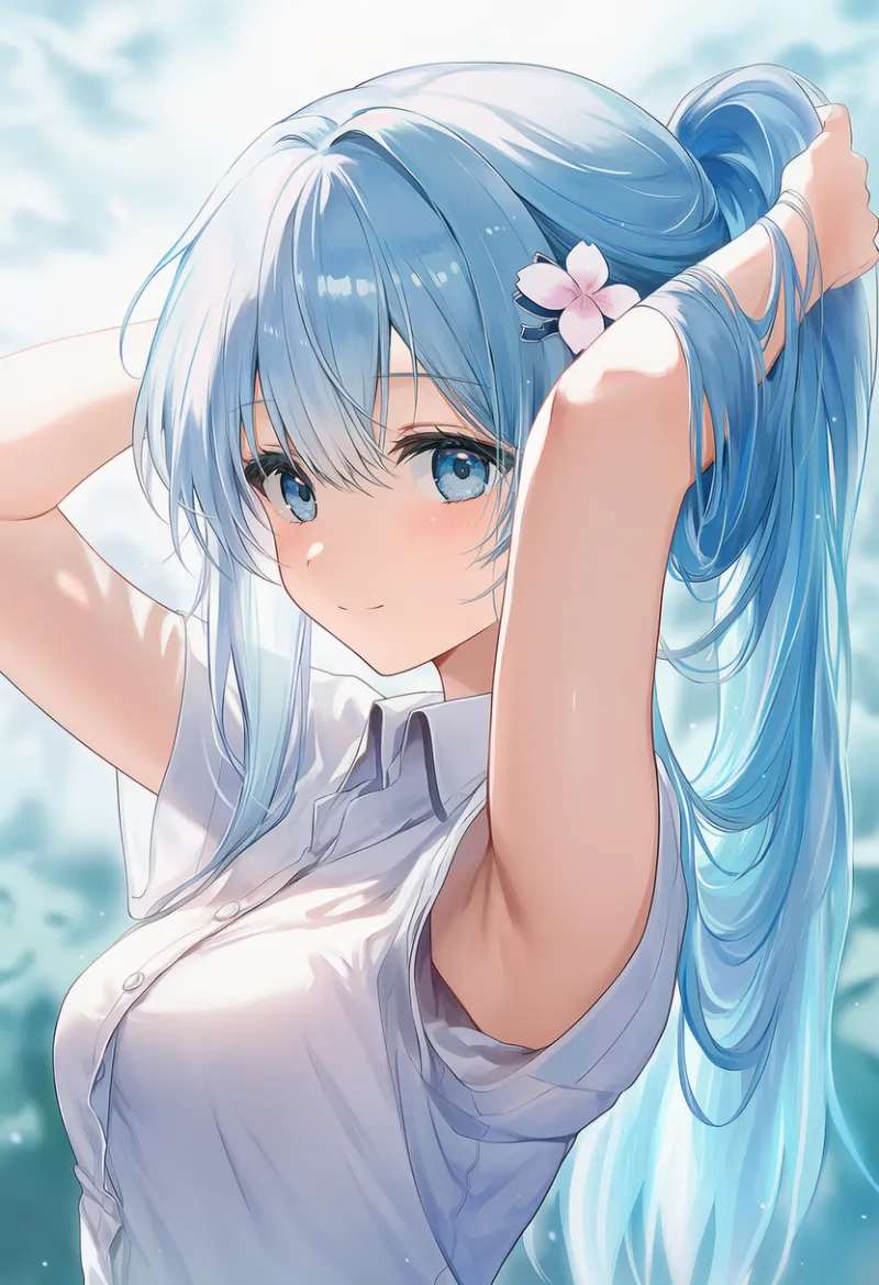 Yシャツの袖の隙間から脇が見える状態を再現したAIイラスト｜プロンプト紹介