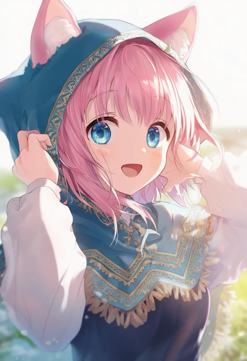 ヘッドウェアから耳が出る様子(ケモ耳少女)のAIイラスト|プロンプト紹介