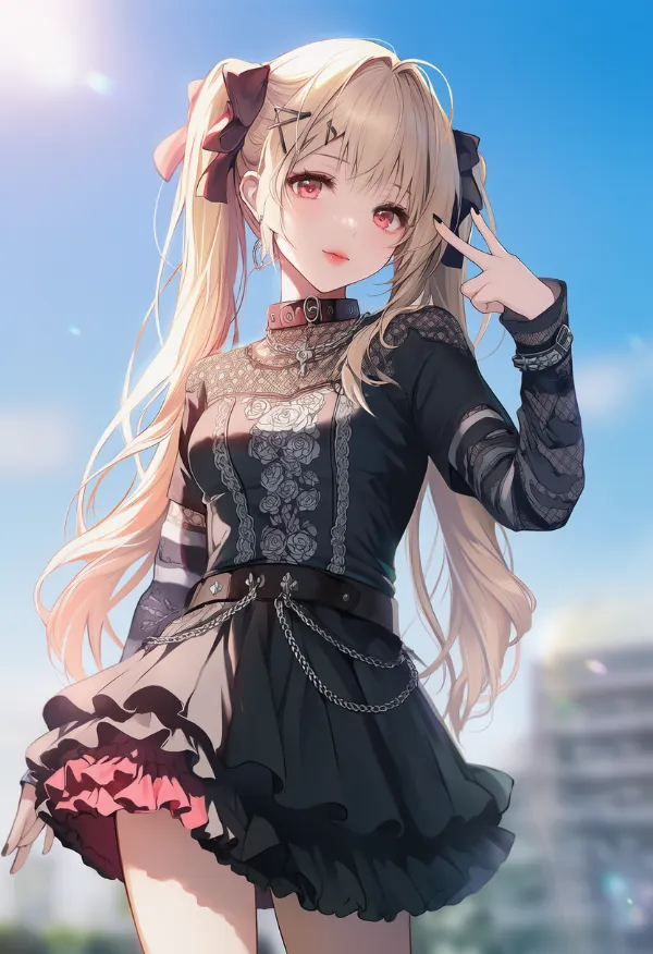 宝飾を加えたデザインのエモファッションのAIイラスト作例