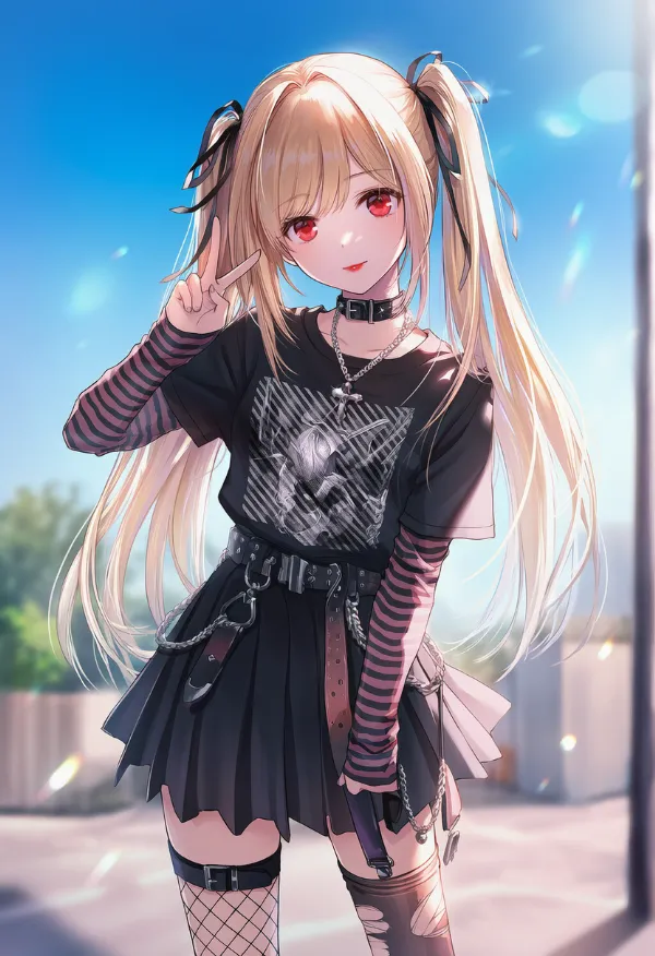 シルバーアクセサリー付きのエモファッションのAIイラスト作例