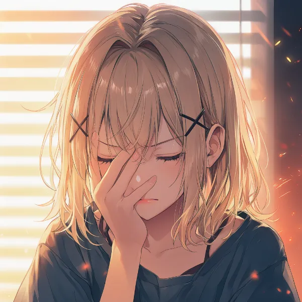 自分のミスに悔しがる表情プロンプト(facepalm, annoyed, closed eyes)|AIイラスト