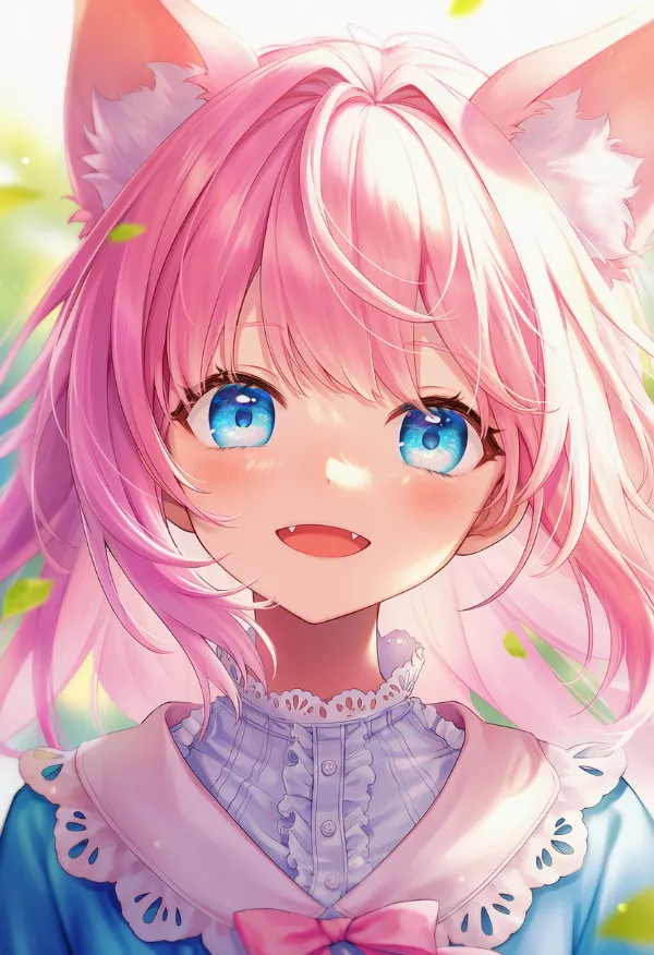 牙のある美少女(ケモ耳少女)のAIイラスト|プロンプト紹介