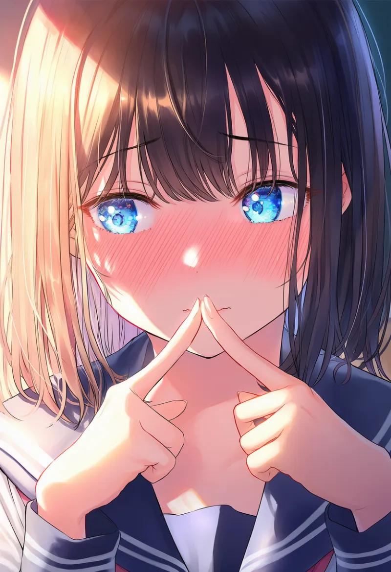 照れてもじもじする仕草の青春AIイラスト｜プロンプト紹介