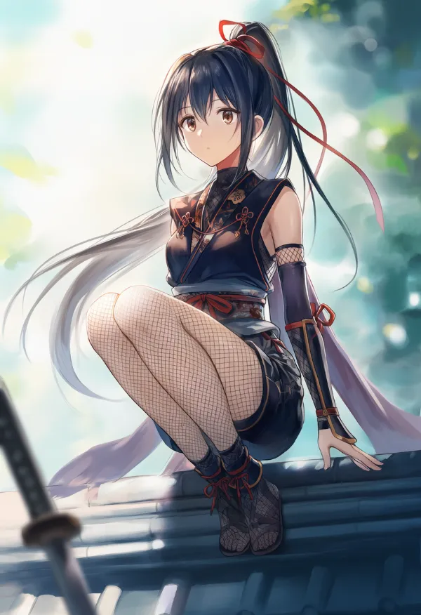 網タイツ(忍者服)のAIイラストとプロンプト紹介