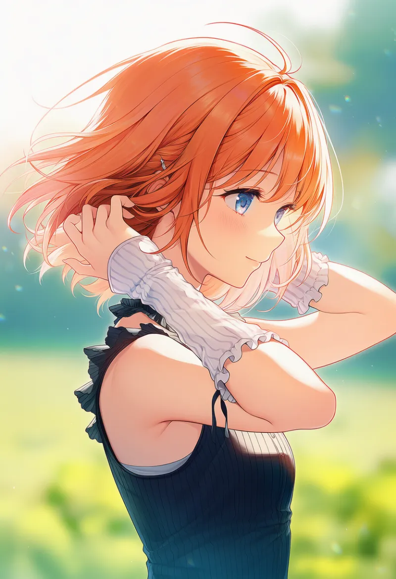 フリル付きアームウォーマーのAIイラスト|プロンプト紹介