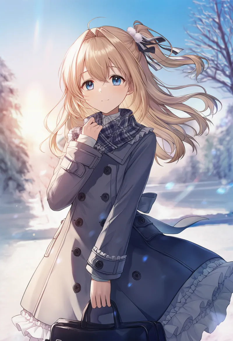 フリル付きコートのAIイラスト|プロンプト紹介